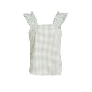 🆕️NWOT Taylor Tillman Women's Caroline Ruffle Sleeveless Top, Mint Gingham, S